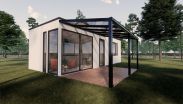 Terrassenüberdachung L 03, Dach: 16 mm Polycarbonat klar, Grundfläche: 17,78 m² - Abmessungen: 350 x 508 cm (B x L)