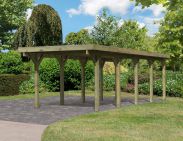 Einzelcarport Classic 3 Variante A SET mit Stahl-Dach, Farbe Natur KDI, Grundfläche 18,9 m²