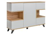 Sideboard / Kommode Austgulen 06, Farbe: Eiche Riviera / Hellgrau - Abmessungen: 106 x 160 x 40 cm (H x B x T), mit acht Fächern