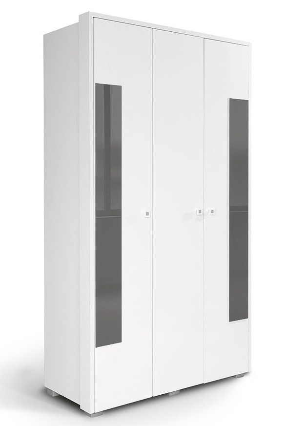 Jugendzimmer - Drehtürenschrank / Kleiderschrank Gabriel 18, Farbe: Weiß / Grau - 220 x 125 x 54 cm (H x B x T)