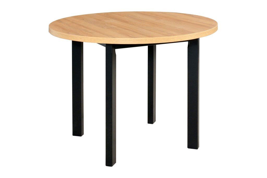 Runder Esszimmertisch LEVA  in Schwarz/Eiche gefärbt, Abmessung  Ø 100, Tischplatte laminiert, stabile Holzfüße, leicht kombinierbar, platzsparend