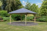 Quadratischer Pavillon, Farbe Natur KDI, Grundfläche 11,3 m²