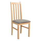 Stuhl SIGULDA mit Eichen Optik braun gepolstert, Korpus aus Buchenmassivholz, Sitzhöhe von 47 cm, hochwertige Materialien, T-25 Schaum Polsterung