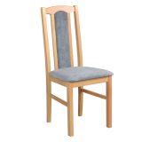 Stuhl Madohn aus Buchenmassivholz in Eichen Optik, Grau gepolsterte Sitzfläche aus Nylon, Teil- gepolsterte Rückenlehne, Sitzhöhe von 47 cm