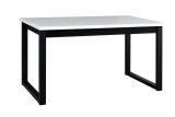 Esstisch MALKA in Weiß/Schwarz, ausziehbar, Abmessung 80 x 140/180 cm (H x T), Tischplattenhöhe 32 mm, stabile Metallfüße, hohe Festigkeit, Oberfläche laminiert