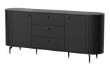 Sideboard Annelin 12 mit 3 Schubladen, in Schwarz, komfortable Griffe aus Metall in Schwarzgold, 81 x 190 x 40 cm,  4 Fächer, mit Soft Close ausgestattet