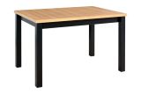 Esszimmertisch BAIBA in Schwarz/Eiche,  Abmessung 80 x 120/150 cm (B x T), Tischplattenhöhe 32 mm, robuste Holzbeine, Buchenholz Gestell, hohe Festigkeit
