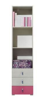 Kinderzimmer - Schrank "Felipe" 05, Rosa / Weiß - Abmessungen: 190 x 45 x 40 cm (H x B x T)