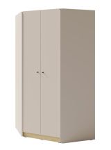 Eckkleiderschrank Sampont 02, Beige / Eiche hell, 195 x 95 x 95 cm, mit 10 Fächern und 2 Kleiderstangen, ABS-Kanten, stabil und langlebig