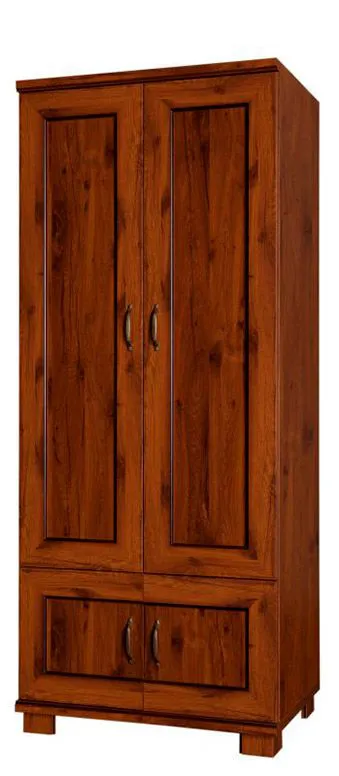 Schmaler 80 cm breiter Kleiderschrank mit 4 Türen | Farbe: Braun Abbildung
