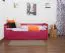 Einzelbett / Funktionsbett "Easy Premium Line" K1/h/s inkl. 2. Liegeplatz und 2 Abdeckblenden, 90 x 200 cm Buche Vollholz massiv Rosa