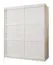 Eleganter Kleiderschrank Täschhorn 17, Weiß Matt, Maße: 200 x 150 x 62 cm, mit fünf Holzeinlegeböden, zwei Kleiderstangen, Griffe: Silber